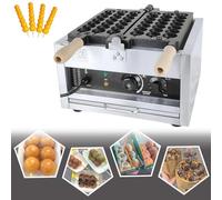 Electric Waffle Maker with Bubble Skewer, Adjustable Temperature and Timer, Easy Clean Tray for Home Baking