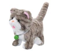 Electric Walking Cat - 17x10x18cm Plush ABS Animal, 12 Integrated Songs, Lighting Recording Functions, Battery Operated | Realistic Interactive Singing Toy for Boys Girls Preschoolers