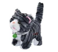 Electric Walking Plush Cat Toy - Interactive Wipping Kitten With Recording Function And 12 Songs | Realistic Meowing Sounds And Moves For Role Play | For Kids, Girls, Preschoolers,