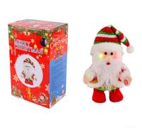 Electric Walking Santa Ornament 17x11.5x27cm Musical LED Lights | Cloth and Plastic Build for battery Operated Cheerful Elderly Santa Design for Christmas Decor