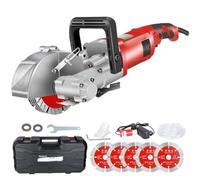 Electric Wall Chaser 4000W, 7500R/min Cutting Machine with Water Pump & 5 Blades, 0-37mm Cutting Depth, 90° Rotating Shield for Granite Marble Concrete