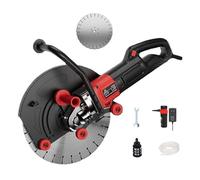 Electric Wall Grooving Cutting Machine, Multifunctional Concrete Cutter with Auxiliary Roller, for Reinforced Walls, 6.7-11in Depth