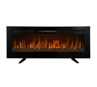 Electric Wall Mounted Inset LED Black Fireplace Free Standing 50" 950W 1850W 12 Colours Timer Remote Adjustable Brightness Pebbles Clear Crystals Log Effect 3D Flame 15 - 35 Degrees C Fixing Kit Black