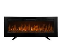 Electric Wall Mounted Inset LED Black Fireplace Free Standing 50" 950W 1850W 12 Colours Timer Remote Adjustable Brightness Pebbles Clear Crystals Log Effect 3D Flame 15 - 35 Degrees C Fixing Kit