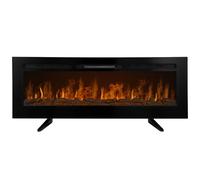 Electric Wall Mounted Inset LED Black Fireplace Free Standing 60" 950W 1850W 12 Colours Timer Remote Adjustable Brightness Pebbles Clear Crystals Log Effect 3D Flame 15 - 35 Degrees C Fixing Kit