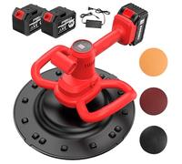 Electric Wall Smoothing Machine, Handheld Drywall Sander with LCD Display, 80-200RPM, 9 Speed Adjustable, Concrete Cement Mortar Polishing Machine with 2 Batteries