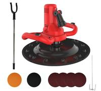 Electric Wall Smoothing Machine with Self-Adhesive Disc & Led Light, Concrete Mixer Power Trowel, 1-6 Variable Speed 80-600rpm Pure Copper Motor, with Stirring Rod for Cement(Red)