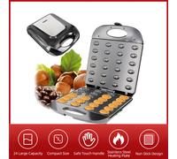 Electric Walnut Cake Maker 1400W, 24pcs Capacity, Non-Stick, Black
