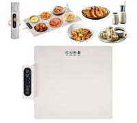 Electric Warming Tray, Portable Silicone Food Warmer Mat with 3 Stop Temperature Setting & 3-Speed Timing, Accidental Touch Lock, Portable Roll Up Hot Plat for Buffets, Parties, an White Square Model