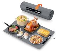 Electric Warming Tray with Adjustable Temperature, Laudlife Foldable Food Warmer for Parties Features 3 Modes & Fast Heating, Hot Plate for Buffet, Family Gatherings, Holidays L61*40cm DakGrey