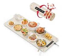 Electric Warming Tray with Adjustable Temperature, Laudlife Foldable Food Warmer for Parties Features 3 Modes & Fast Heating, Hot Plate for Buffet, Family Gatherings, Sabbath, Holidays XL91*40cm Cream