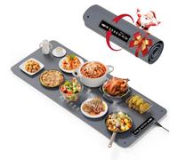 Electric Warming Tray with Adjustable Temperature, Laudlife Foldable Food Warmer for Parties Features 3 Modes & Fast Heating, Hot Plate for Buffet, Family Gatherings, Holidays XL91*40cm DakGrey