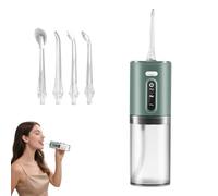 Electric Water Flosser Cordless for Teeth 3 Modes 2 Replaceable Jet Tips 300ML IPX7 Waterproof Oral Irrigator for Home&Travel (Green)