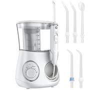 Electric Water Flosser Oral Irrigator for Teeth Cleaning, Waterproof 600ML Dental Cleaner with 2 Modes, 10 Settings & 5 Jet Tip White-1 Set