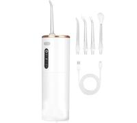 Electric Water flosser, Portable Dental Cleaner, Cordless Water flosser for Teeth Cleaning, 280ml Water Tank, flosser with 5 nozzles, 3 Modes, Suitable for Home and Travel use, White