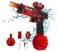 Electric Water Gun, 500CC Long Range Motorized Water Gun with Multifunctional Lighting Effects, Light Automatic Watergun for Kids Adults, Pool Beach Water Toy (Red)