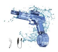 Electric Water Gun, 500CC Long Range Motorized Water Gun with Multifunctional Lighting Effects, Light Automatic Watergun for Kids Adults, Pool Beach Water Toy (Blue)
