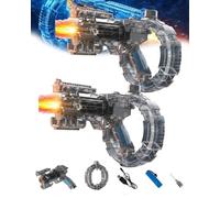 Electric Water Gun Automatic Squirt Blaster with LED Light Long Range High Power Continuous Fire Large Capacity Transparent Realistic for Summer Outdoor Backyard Pool Party Beach(Blackx2)