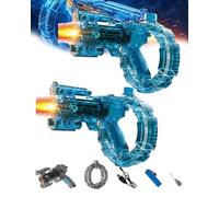 Electric Water Gun Automatic Squirt Blaster with LED Light Long Range High Power Continuous Fire Large Capacity Transparent Realistic for Summer Outdoor Backyard Pool Party Beach(Bluex2)