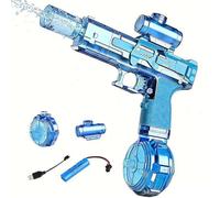 Electric Water Gun for Adults & Kids, Automatic Squirt Gun with Large Tank & LED Light, Rechargeable Water Blaster with Spray Sound, for Pool Beach Backyard Battles (Blue)