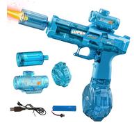 Electric Water Gun for Adults Kids,Electric Water Gun Large Capacity High Powered Squirt,Range 28-32 FT,Automatic Squirt Watergun Pistol with Led Lights,Summer Outdoor Pool Beach Toys (Blue)
