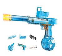 Electric Water Gun for Adults Kids, Transparent Automatic Squirt Watergun with Manual Function Led Lights, Summer Outdoor Water Pistol Pool Beach Party Toys for Boys Girls, Desert Eagle Blue