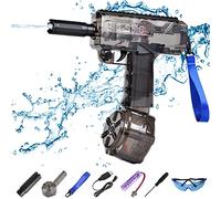 Electric Water Gun for Children Adults - Uzi Water Gun - 2023 Summer Water Toys - Range up to 32 Feet - Super One Button Automatic Squirt Guns (Black)