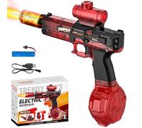 Electric Water Gun, Full Automatic Electric Squirt Gun with Muzzle Flash, 320ML Capacity, Range 7-8 Meters, Summer Water Pistol Toys for Outdoor Beach Pool Party for Adults and Children (Red)