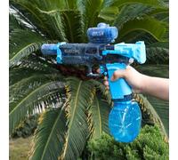 Electric Water Gun with Large Capacity 500CC Can 450+ Squirts 8-10m Waterproof Design with LED Muzzle Flash Rechargeable Pistol Toys for Summer Pool Party, Beach, Outdoor Gift Kids Boys Girls (Blue)