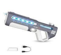 Electric Water Gun with LED, Automatic Water Pistol Auto-Suction, Continuous Shooting Water Blaster, Summer Outdoor Toys (grey)