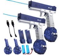 Electric Water Pistol Guns for Adults & Kids, Up to 32 FT Range,Automatic Water Gun Toy with Rechargeable Battery,500CC+60CC Large Capacity Automatic Electric Water Gun for Swimming Pool Beach (2PCS)