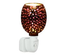 Electric Wax Burner - 3D Fireworks & Star Pattern with Multi-Color LED Effects, Electric Wax Melt Burner with Glass Dish for Home Office Spa, Aroma Fragrance Lamp with UK 3-Pin Plug 120V/220V