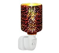 Electric Wax Burner - Stunning 3D Fireworks Pattern with Multi Color Changing LED, Electric Wax Melt Burner with Glass Dish, Fragrance Lamp for Home Office Spa Decor, UK 3-Pin Plug 120V/220V