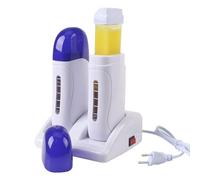 Electric Wax Heater, Double Depilatory Roll Waxing Warmer Machine, Roll on Wax Heater with Pedestal and Observation Window, Waxing Kit for Women and Men, Blue