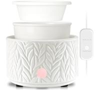 Electric Wax Melt Burner - Oil Burner Scented Candle Warmer with 4 Timer & 1pc Silicone Dish Ceramic 4-in-1 Wax Melts Warmer for Home Office Bedroom Aromatherapy Gift and Decor