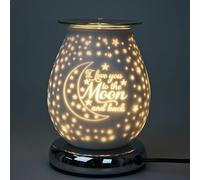 Electric Wax Melt Burner Satin Moon & Back Touch Technology Fragrance Oil Burner Wax Melts Burner For Office Living Room Bedroom White Oval 16cm