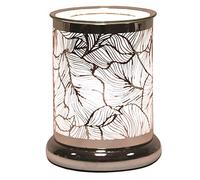 Electric Wax Melter Touch Silver Silhouette Botanicals 17cm | Aroma Accessories Touch-Activated Wax Warmer | Luxury Home Fragrance Lamp