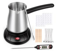 Electric Wax Melting Pot - Candle Wax Melter 600ml for Candle Making Non-Stick Kit with Spout Includes Thermometer, Wicks, Wick Stickers, Centering Device, Stirring Spoon- UK Plug, for Soap Making