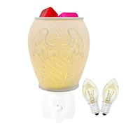 Electric Wax Melts Burners Plug In Candle Wax Warmer, Glass Oil Burner With Spare Bulb, Fragrance Lamp For Home Office Bedroom Living Room Gifts&Decoration (Wings White)