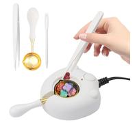 Electric Wax Seal Warmer Kit With Spoon and Tweezers - Great Tool for DIY Seals, Stamp and Melting Sticks, Sealing Beads (White)
