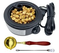 Electric Wax Seal Warmer with Spoon and Tweezers, for Wax Seal Stamp Envelope Letter Art Craft (Black Warmer)