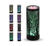 Electric Wax Warmer , 7-Color Changing LED Lights, Classic Forest Openwork Metal Design, Quickly Melts Wax Sheets, Releases Long-Lasting Fragrance, Safe Home Decor Gift for Living Rooms and Bedrooms