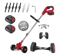 Electric Weed Eater, Adjustable Height Lightweight Cordless String Trimmer with 3 Types of Blades and Wheels for Garden and Lawn Care