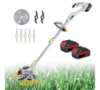 Electric Weed Trimmer Rechargeable, Garden Cordless Strimmer, Weed Wacker Cordless & Edger, Two 4.0Ah Rechargeable Battery, 3 Types Blades, 11000rpm, For Lawns Farmland, Diy Garden, Lawn Care 21B