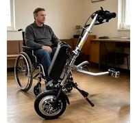 Electric Wheelchair Attachment Conversion Kit, with LED Double Bead Front Light, 12in Wheels and Double disc Brakes, Endurance 65km, for Disabled(A)