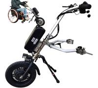 Electric Wheelchair Attachment Conversion Kit with LED Double Bead Headlight,65 Km Range,3 Speed Adjustment Electric Trolley for Disabled People,A