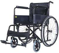 Electric Wheelchair, Economic 48Cm Seat Width Foldable Steel Wheelchair with Breathable Cushion Propelled Folding Lightweight Transit Comfort Wheelchair