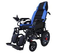Electric Wheelchair, Folding Portable Power Wheelchair, Adjustable Backrest and Footrest, 20A Li-Ion Battery, 500W Motor Power, Supports 120kg / Blue / 128x122x65cm