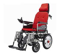 Electric Wheelchair,K Intelligent Folding Carry Ultra Portable Complete Lying Flat Powerful Safe Dual Silent Motor Durable Wheelchair for Disabled Elderly,Red Beautiful Home