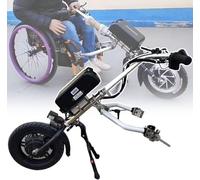 Electric Wheelchair Pull Device with 12 Inch Wheels, Shock Absorber, Front Light, 48V 17Ah Battery, 3 Speed Handcycle Conversion Kit